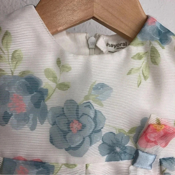 Mayoral dress white w/ blue and pink flowers Easter size 12 months - Picture 4 of 12
